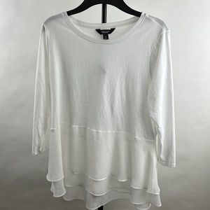 Simply Vera Vera Wang Women’s Size Medium White Top with Chiffon Ruffles